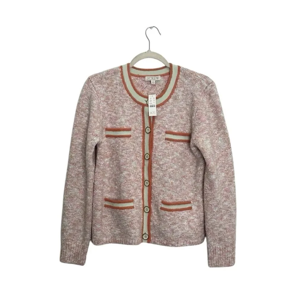NWT J CREW Marled sweater lady cardigan in blush pink - Picture 6 of 8